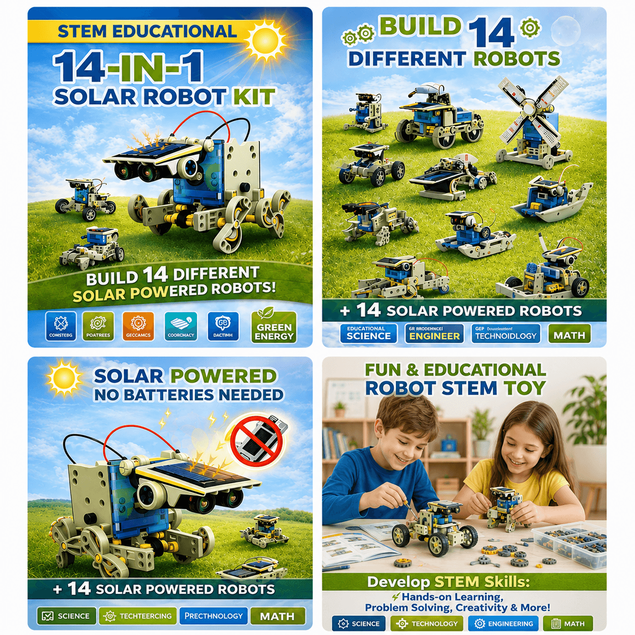 14-in-1 STEM Solar Robot Building Kit for Kids 8+