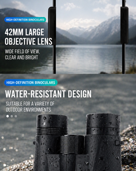 12x42 Binoculars for Adults – BAK4 Prism, FMC Multi-Coated Lenses, Water-Resistant Outdoor Binoculars for Bird Watching, Travel & Hiking
