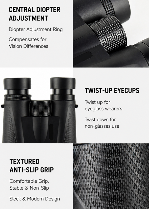 12x42 Binoculars for Adults – BAK4 Prism, FMC Multi-Coated Lenses, Water-Resistant Outdoor Binoculars for Bird Watching, Travel & Hiking