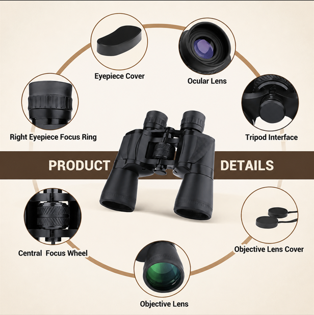 20x50 HD Outdoor Binoculars – Waterproof & Wide View