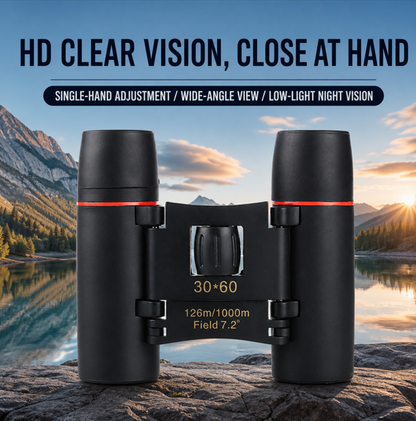 30x60 Compact Folding Binoculars – Portable, Wide-Angle Viewing for Everyday Use