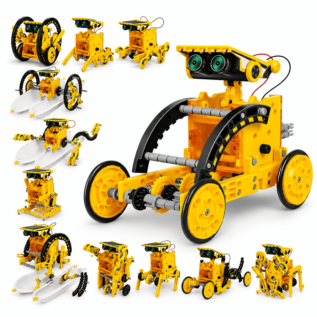 12-in-1 Solar STEM Robot Building Kit for Kids – Yellow