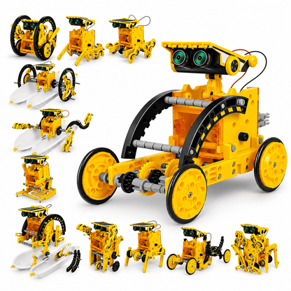 12-in-1 Solar STEM Robot Building Kit for Kids – Yellow