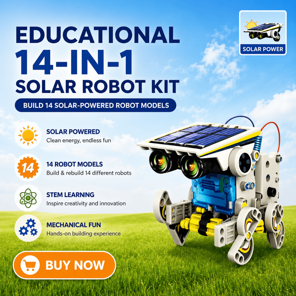 14-in-1 STEM Solar Robot Building Kit for Kids 8+