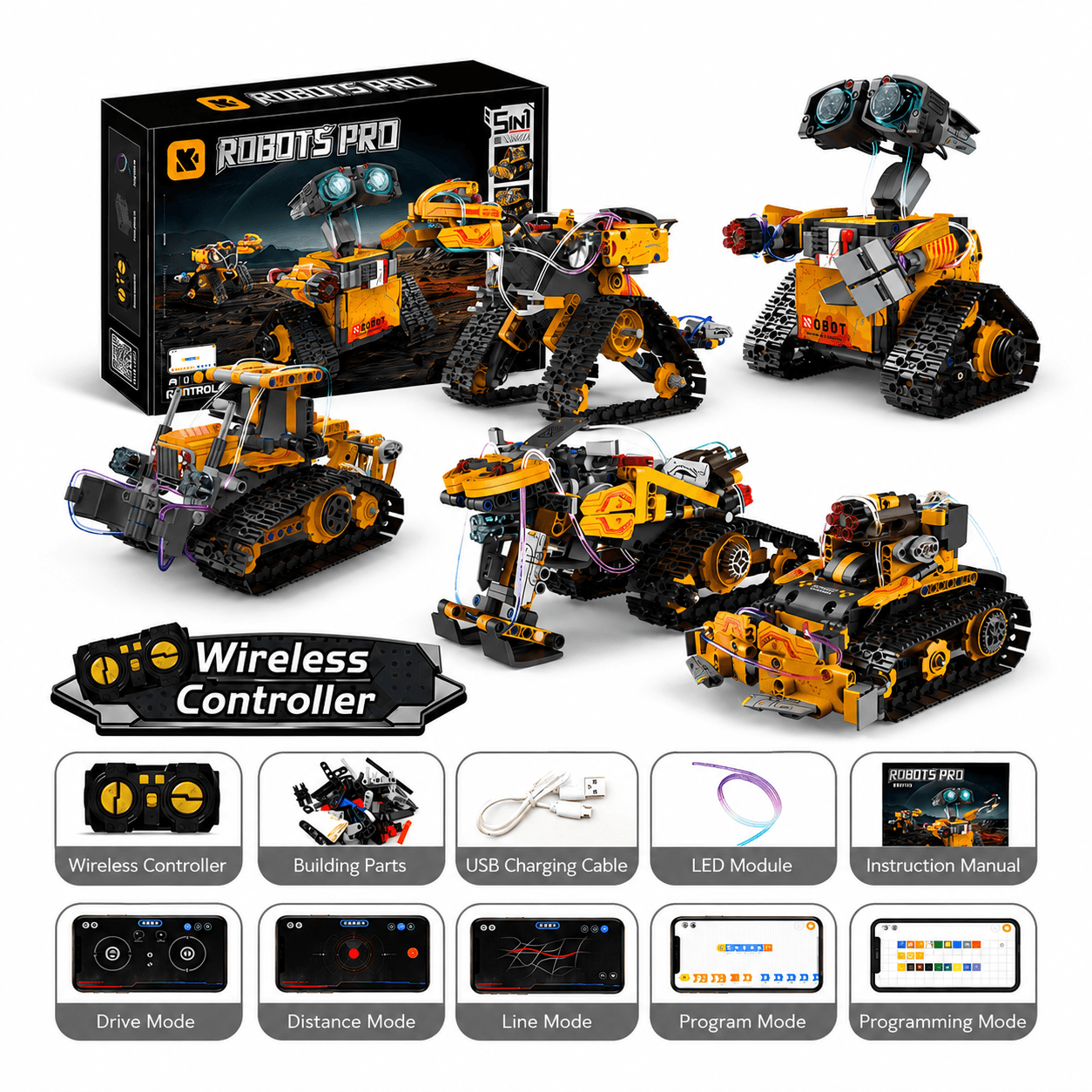 ROBOT PRO 5-in-1 Remote Control STEM Robot Building Set