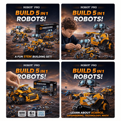 ROBOT PRO 5-in-1 Remote Control STEM Robot Building Set