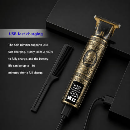 Men’s Professional T-Blade Hair Trimmer – USB Rechargeable with Removable Washable Blades.