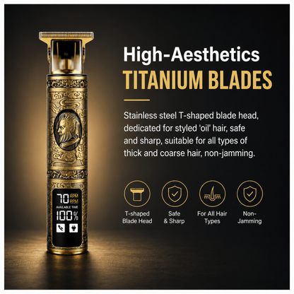 Men’s Professional T-Blade Hair Trimmer – USB Rechargeable with Removable Washable Blades.
