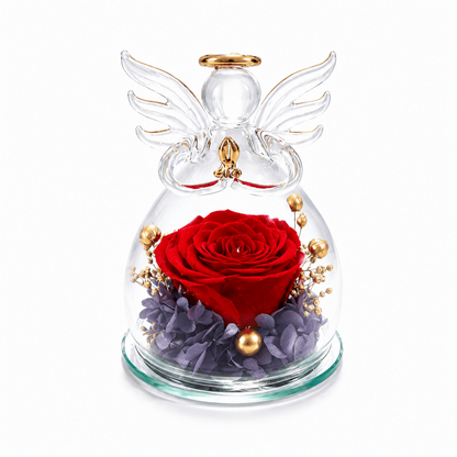 Handmade Eternal Rose Angel – Forever Love Glass Rose Gift for Someone Special