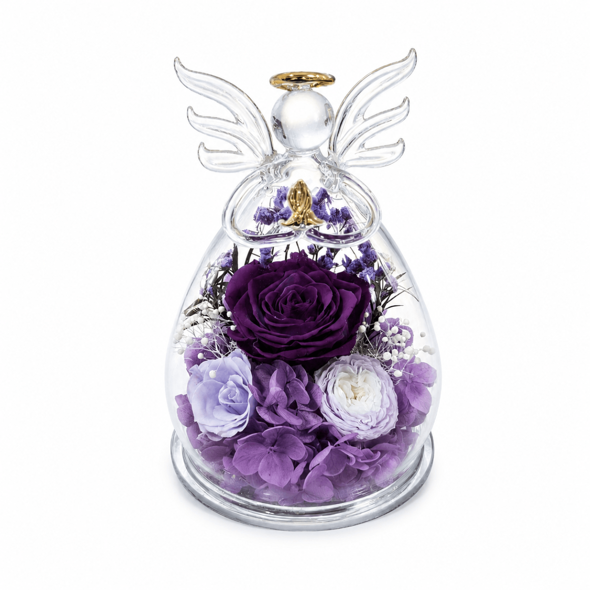 Purple Preserved Real Rose Angel – Handmade Forever Flower Gift for Mom, Grandma & Loved Ones