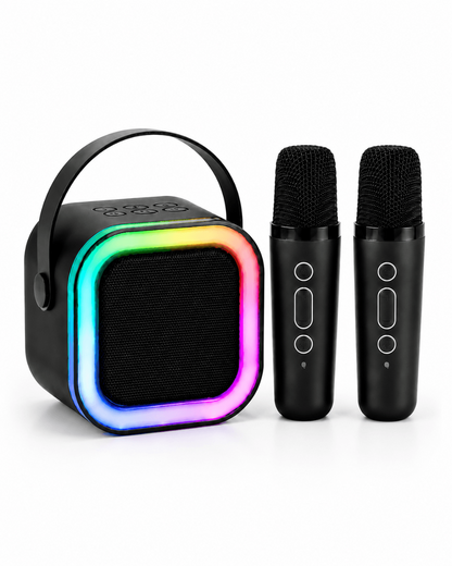 Mini Bluetooth Karaoke Speaker with LED Lights & Dual Wireless Microphones