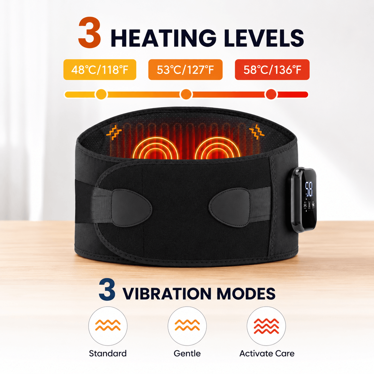 Infrared Heating Massage Belt for Abdomen & Lower Back – Adjustable Vibration