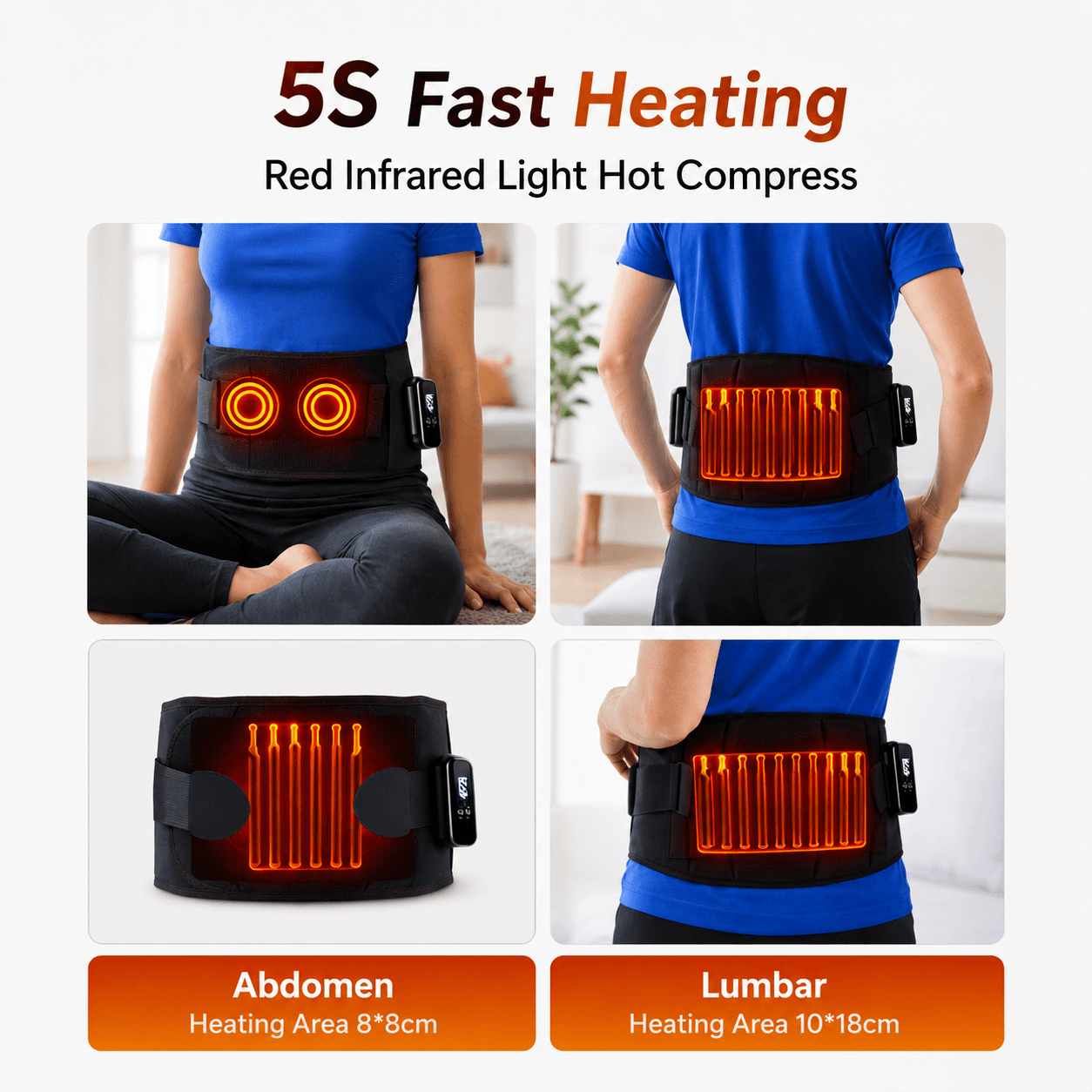 Infrared Heating Massage Belt for Abdomen & Lower Back – Adjustable Vibration
