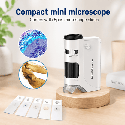 Kids Pocket Microscope – 60x–120x Zoom, Portable & Educational