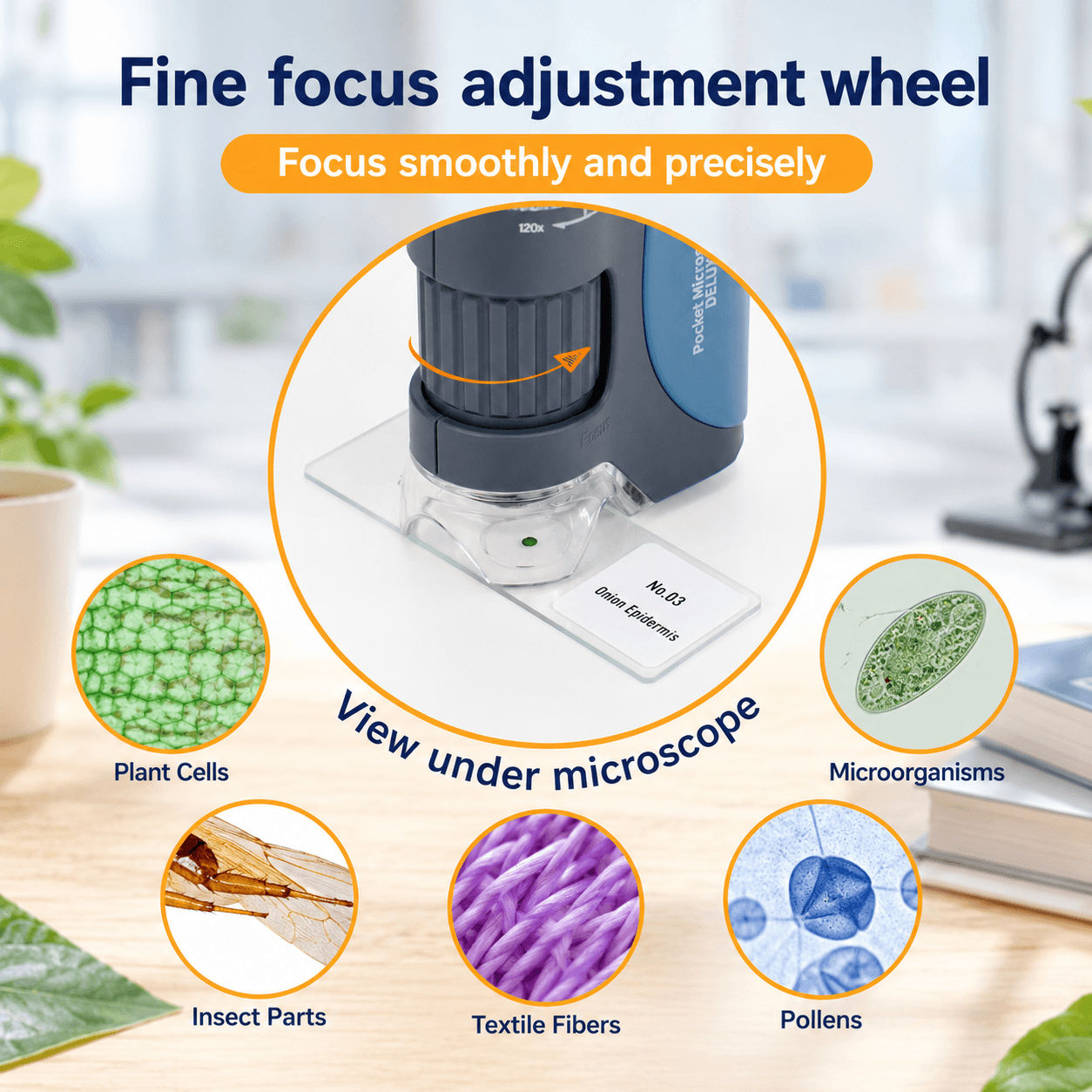 Kids Pocket Microscope – 60x–120x Zoom, Portable & Educational