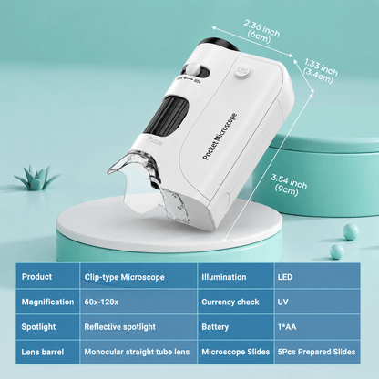 Kids Pocket Microscope – 60x–120x Zoom, Portable & Educational