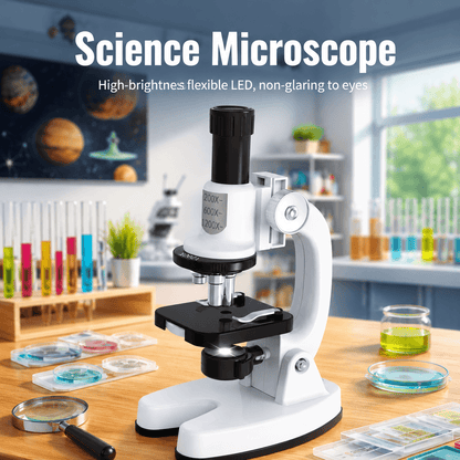 Kids Science Microscope – 3 Lenses, Smartphone Adapter Included