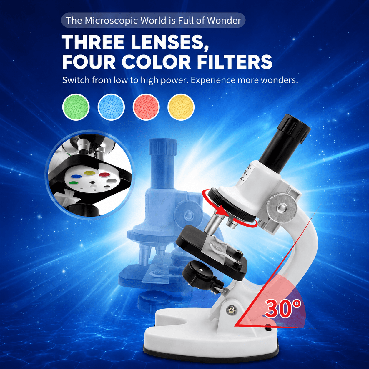 Kids Science Microscope – 3 Lenses, Smartphone Adapter Included