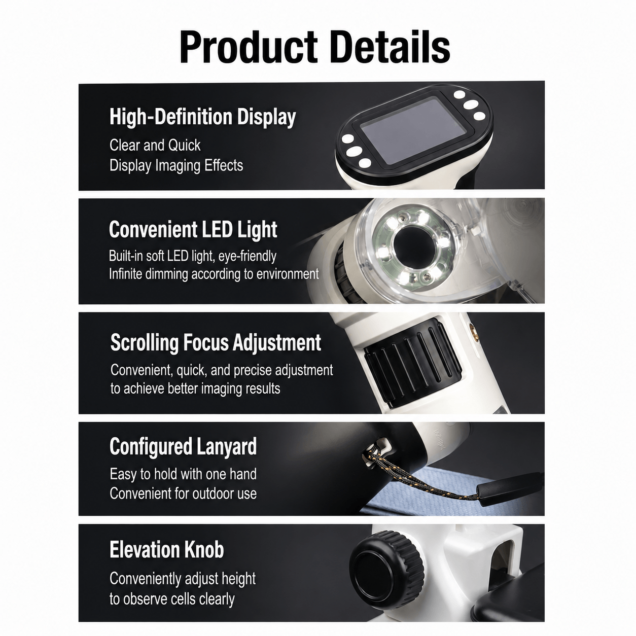 Kids HD Digital Microscope – LED Light, Handheld & Stand-Compatible