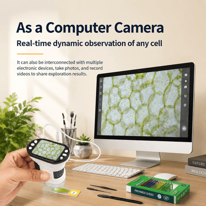 Kids HD Digital Microscope – LED Light, Handheld & Stand-Compatible