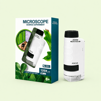 Kids Mini Microscope – 60x–180x Zoom, Portable & Educational