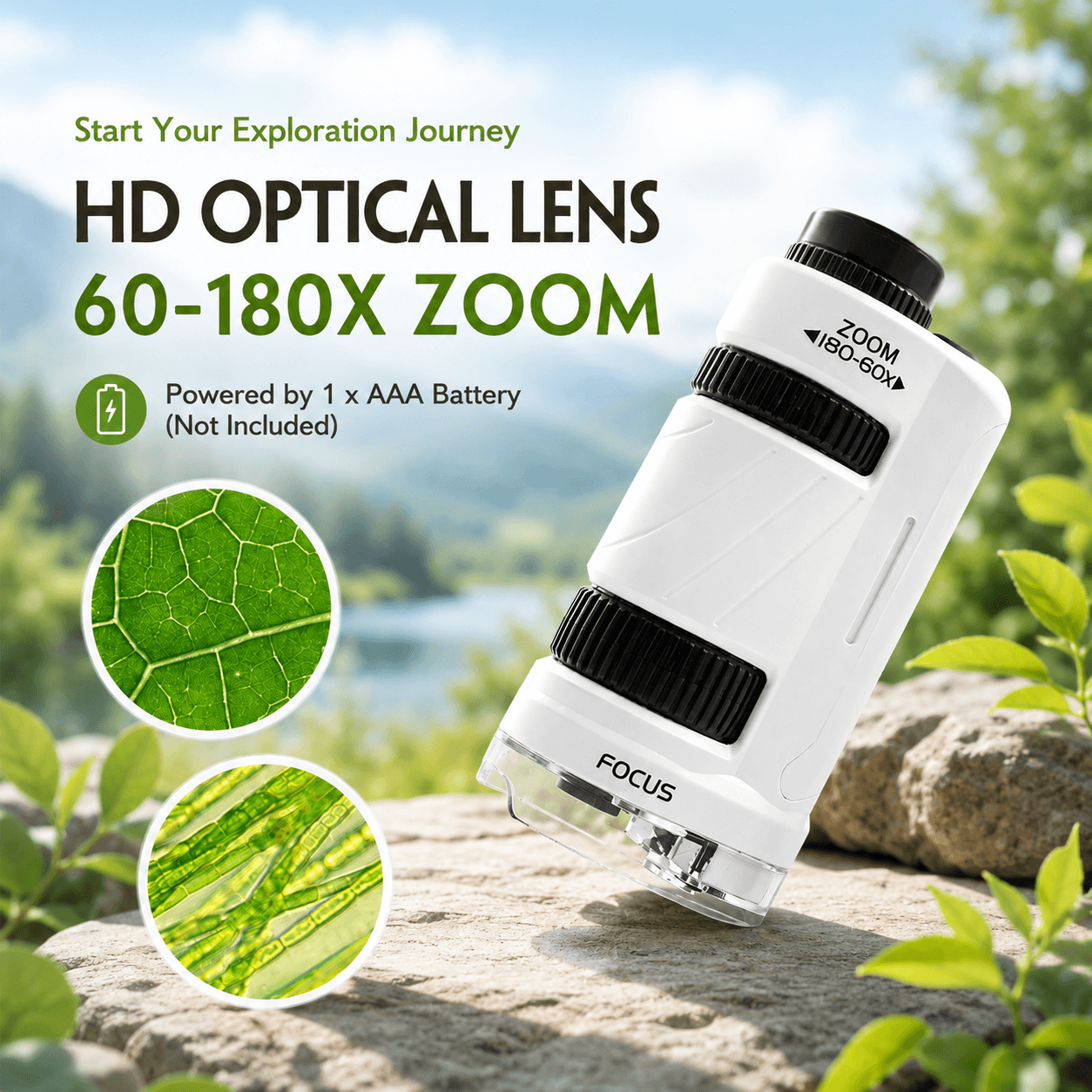 Kids Mini Microscope – 60x–180x Zoom, Portable & Educational
