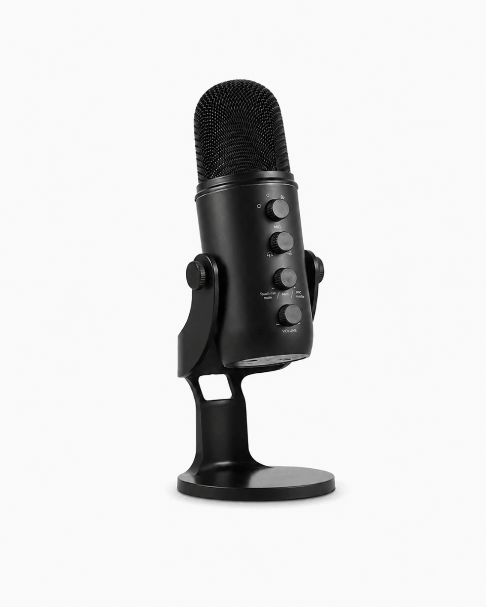 Pro USB Microphone with RGB Lighting – 4 Polar Patterns & 360° Rotation for Streaming & Recording