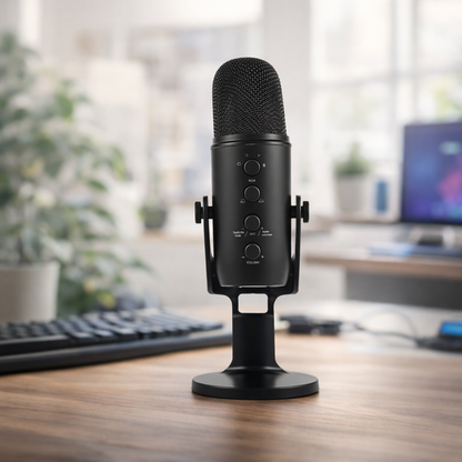 Pro USB Microphone with RGB Lighting – 4 Polar Patterns & 360° Rotation for Streaming & Recording