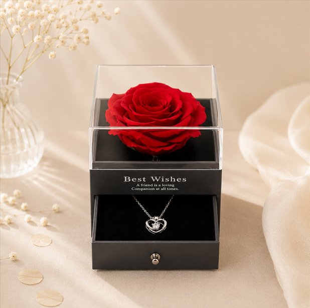 Handmade Eternal Rose Jewelry Box – Gift for Mom, Wife, Girlfriend on Birthdays, Valentine’s Day & Anniversaries