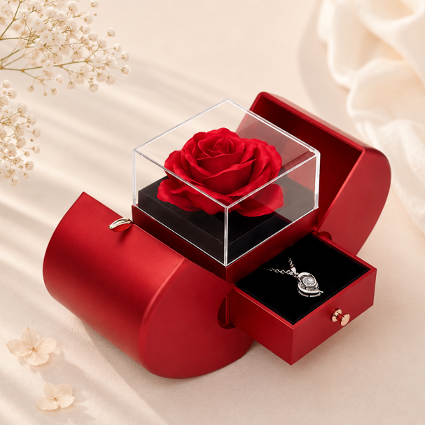 Eternal Love Preserved Real Rose Gift Box for Mom, Wife & Girlfriend – Romantic Gift for Birthdays, Valentine’s Day & Anniversaries