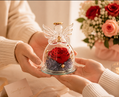 Handmade Eternal Rose Angel – Forever Love Glass Rose Gift for Someone Special