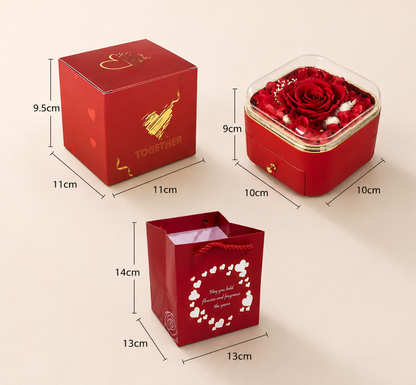 Preserved Real Red Rose with Necklace Gift Box for Her on Christmas, Valentines Day, Mothers Day, Anniversary, Birthday