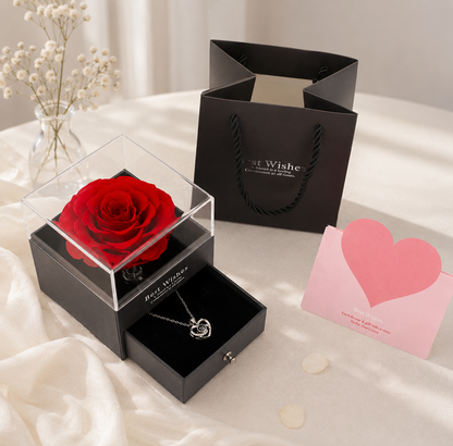 Handmade Eternal Rose Jewelry Box – Gift for Mom, Wife, Girlfriend on Birthdays, Valentine’s Day & Anniversaries