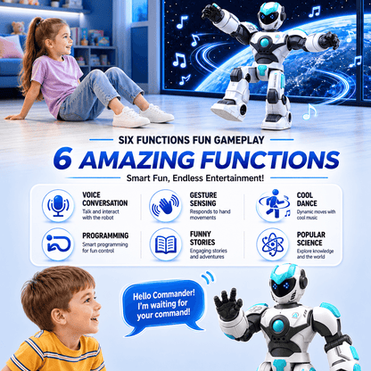 Large Intelligent Robot Toy for Kids with Voice Control, Gesture Sensing Smart Programming