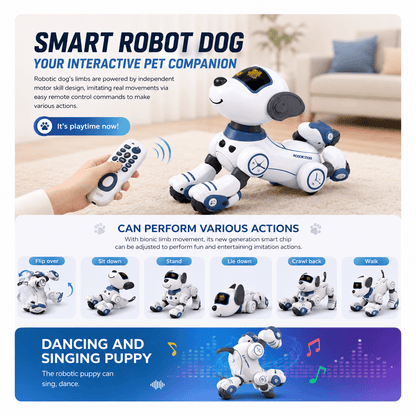 Interactive Smart Robot Dog Toy for Kids – Walking, Dancing & Voice/Touch Control Puppy