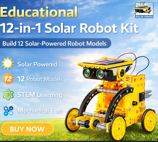 #13, Yellow, Constructional Toy - Solar-Powered 12-in-1 STEM Robot Kit – Build & Learn.