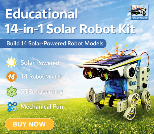#14, Constructional Toy - Educational 14-in-1 Solar Robot Kit - Build 14 Solar-Powered Robots.
