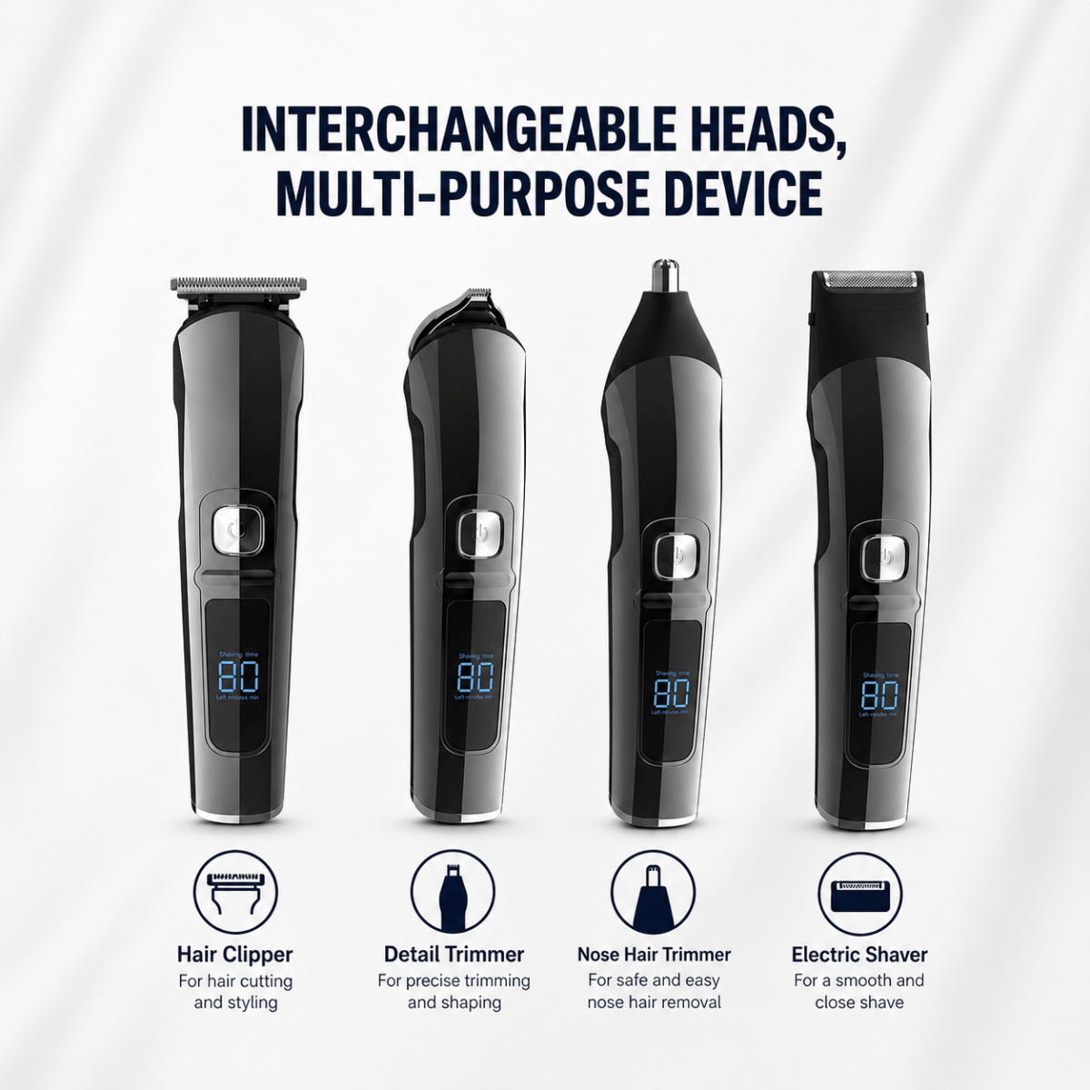 Men’s 4-in-1 Waterproof Grooming Kit – Hair Clipper, Detail Trimmer, Nose Trimmer & Electric Shaver
