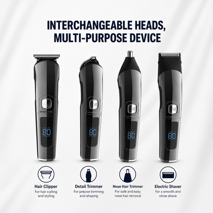 Men’s 4-in-1 Waterproof Grooming Kit – Hair Clipper, Detail Trimmer, Nose Trimmer & Electric Shaver