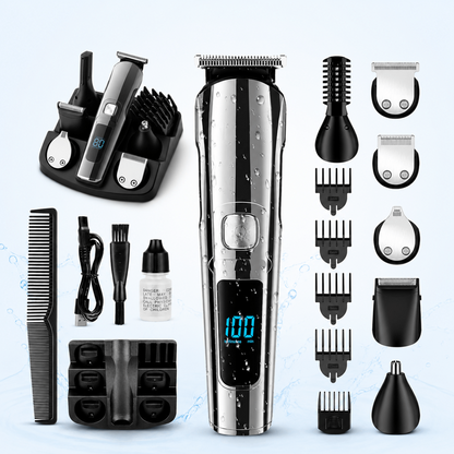 Men’s 4-in-1 Waterproof Grooming Kit – Hair Clipper, Detail Trimmer, Nose Trimmer & Electric Shaver