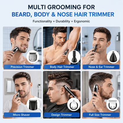Men’s 4-in-1 Waterproof Grooming Kit – Hair Clipper, Detail Trimmer, Nose Trimmer & Electric Shaver