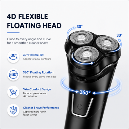 Men’s 4D Rotary Electric Shaver – Wet & Dry Rechargeable Razor
