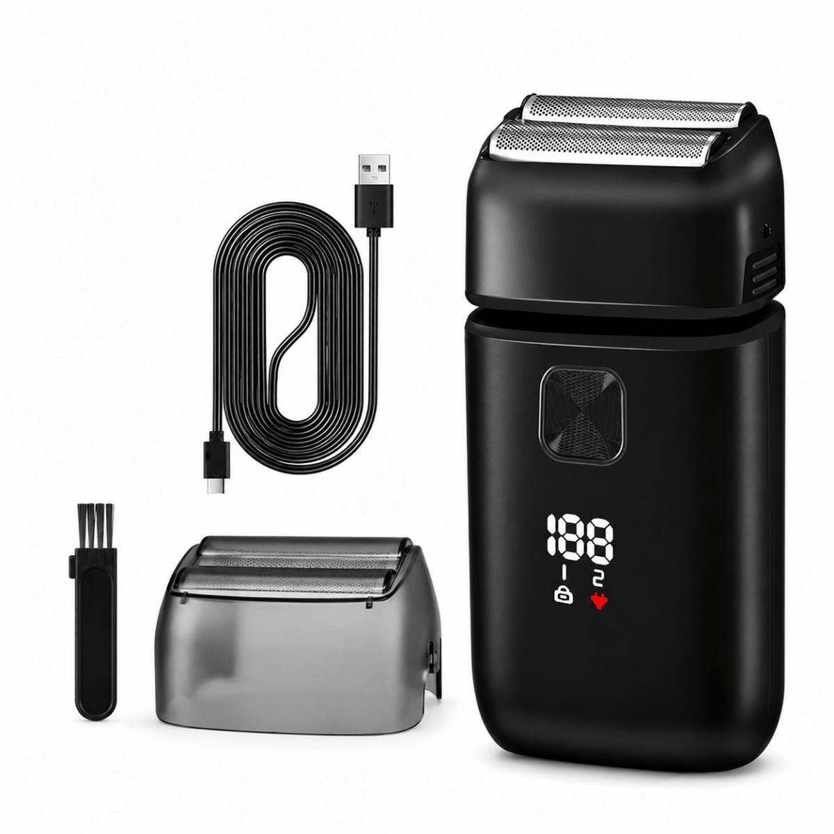 Men’s 2-in-1 Electric Shaver & Beard Trimmer – Dual Blades, LED Display