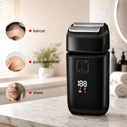 Men’s 2-in-1 Electric Shaver & Beard Trimmer – Dual Blades, LED Display