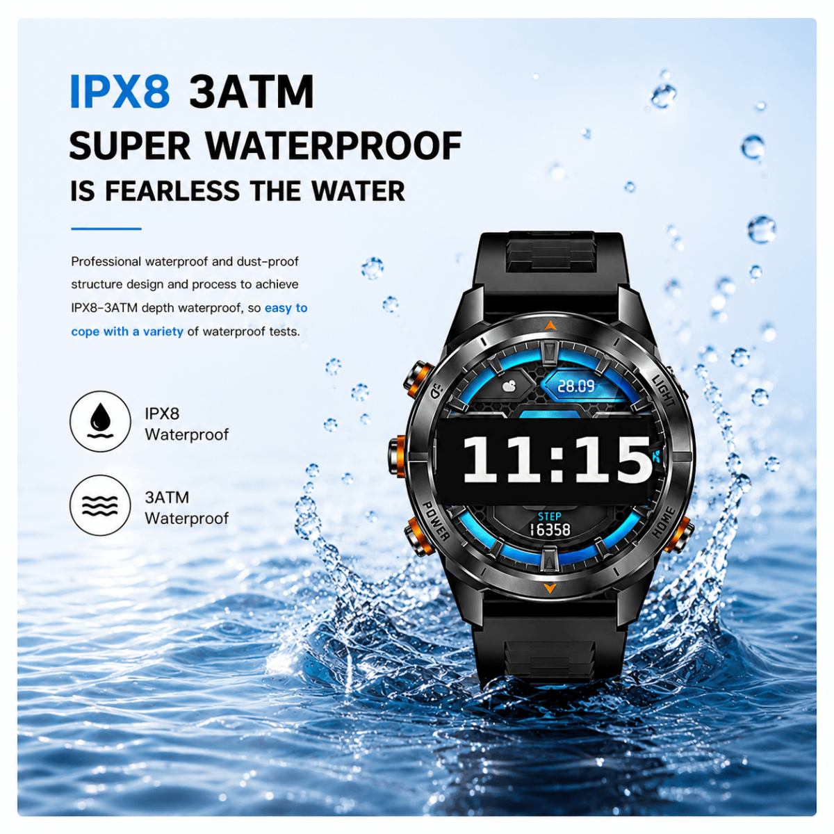 Outdoor Smartwatch with Strong Light – Bluetooth Calls, Fitness & Sleep Tracker