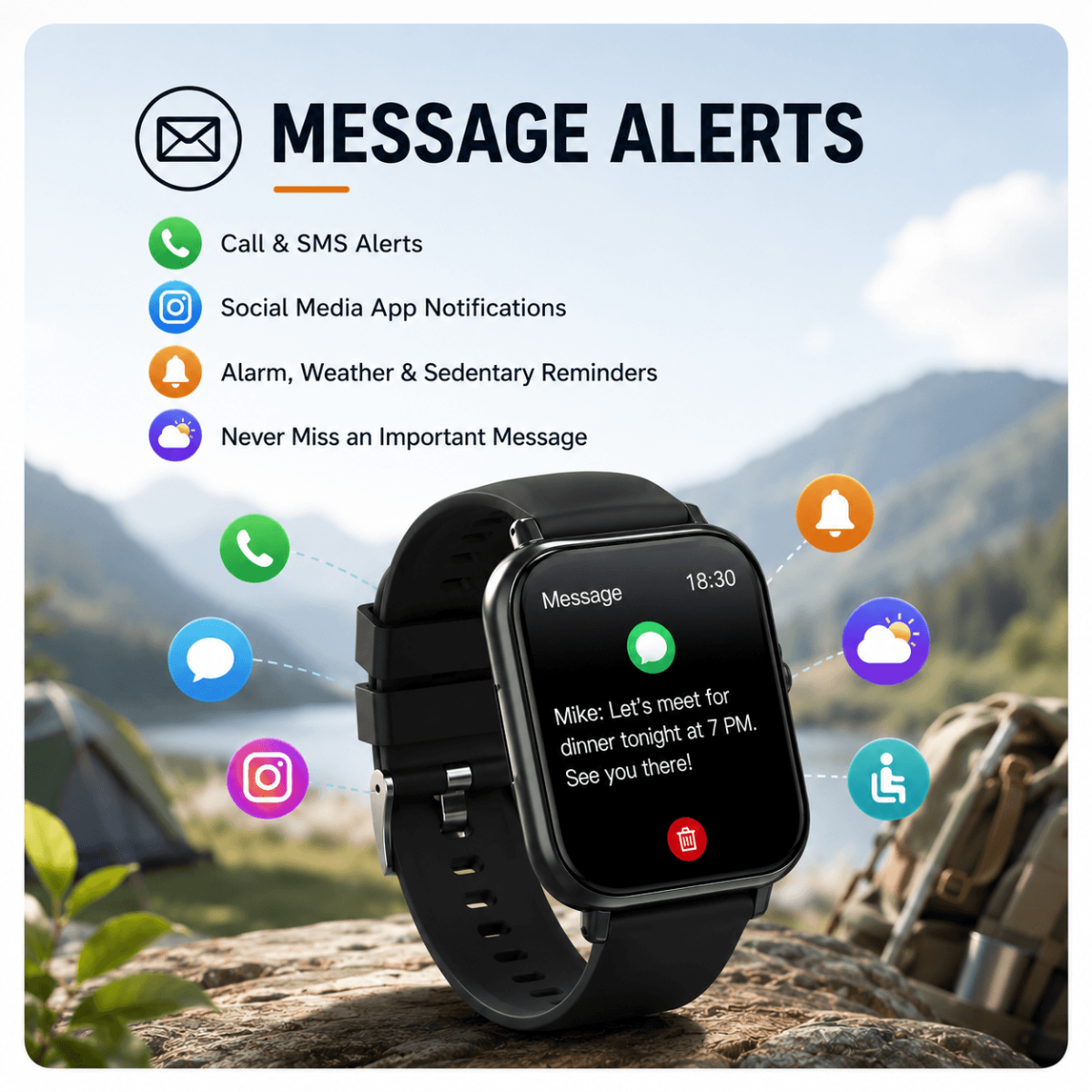 Outdoor Smartwatch – Bluetooth Calls, Activity & Sleep Tracker