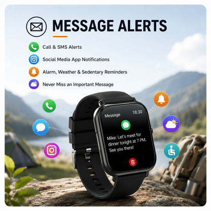 Outdoor Smartwatch – Bluetooth Calls, Activity & Sleep Tracker