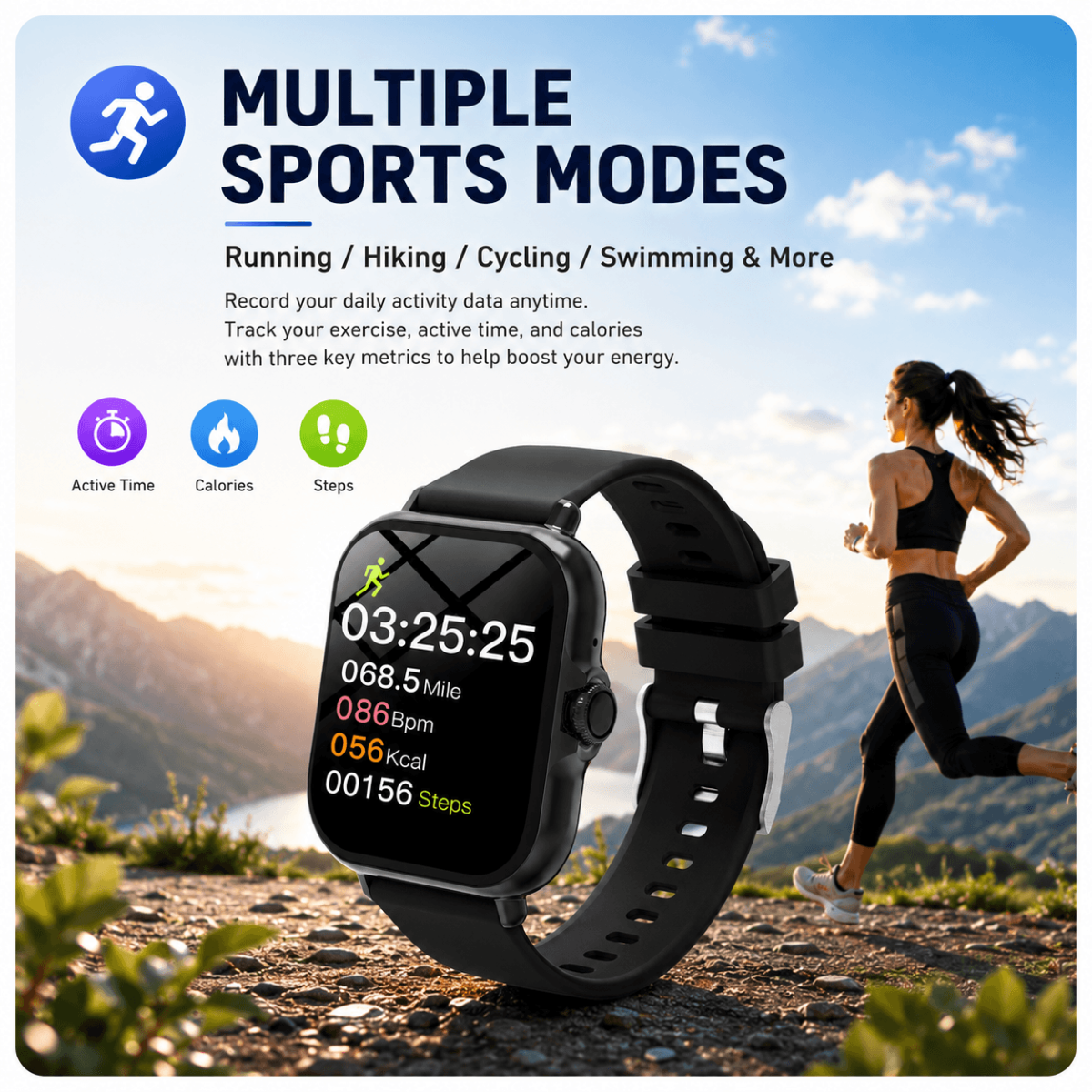 Outdoor Smartwatch – Bluetooth Calls, Activity & Sleep Tracker