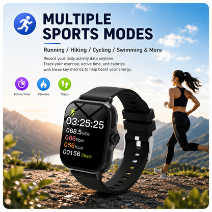 Outdoor Smartwatch – Bluetooth Calls, Activity & Sleep Tracker