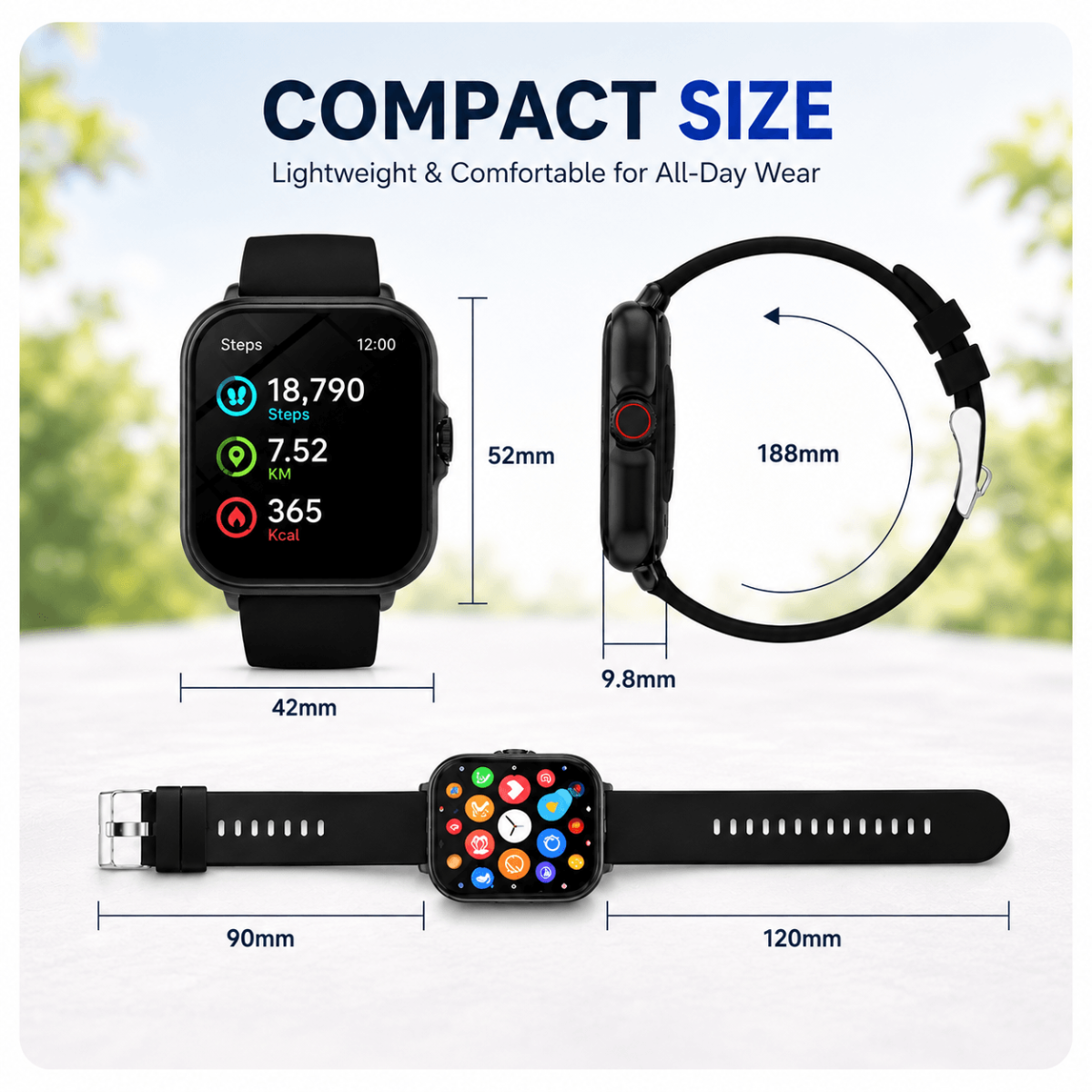 Outdoor Smartwatch – Bluetooth Calls, Activity & Sleep Tracker